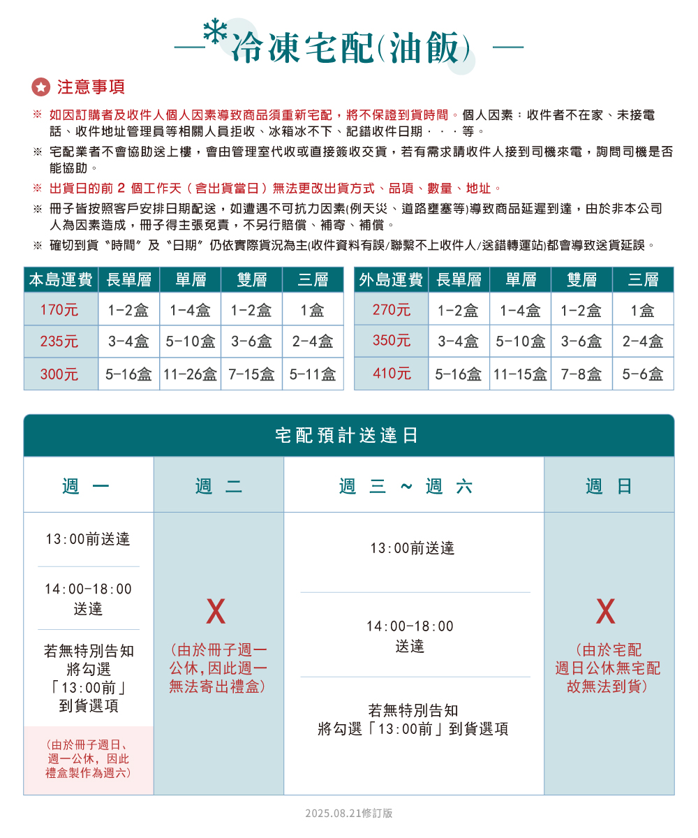 冷凍宅配運費說明