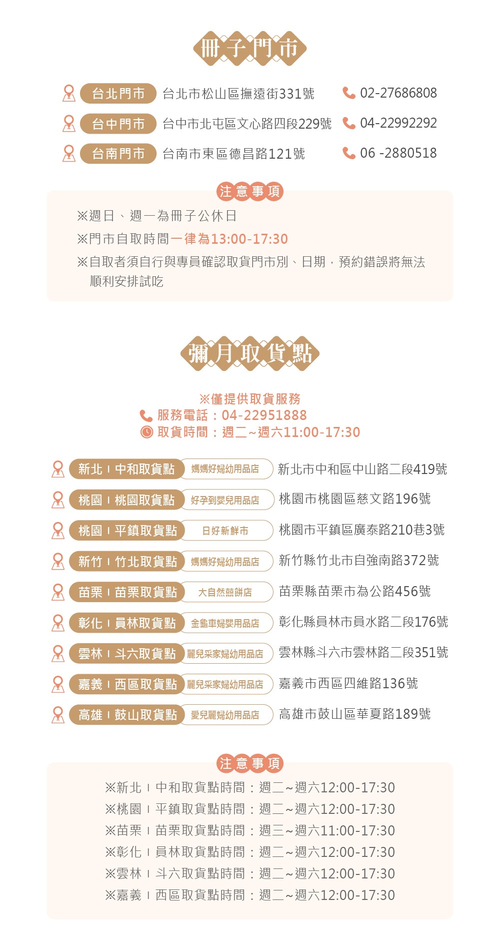 冊子門市和合作取貨點