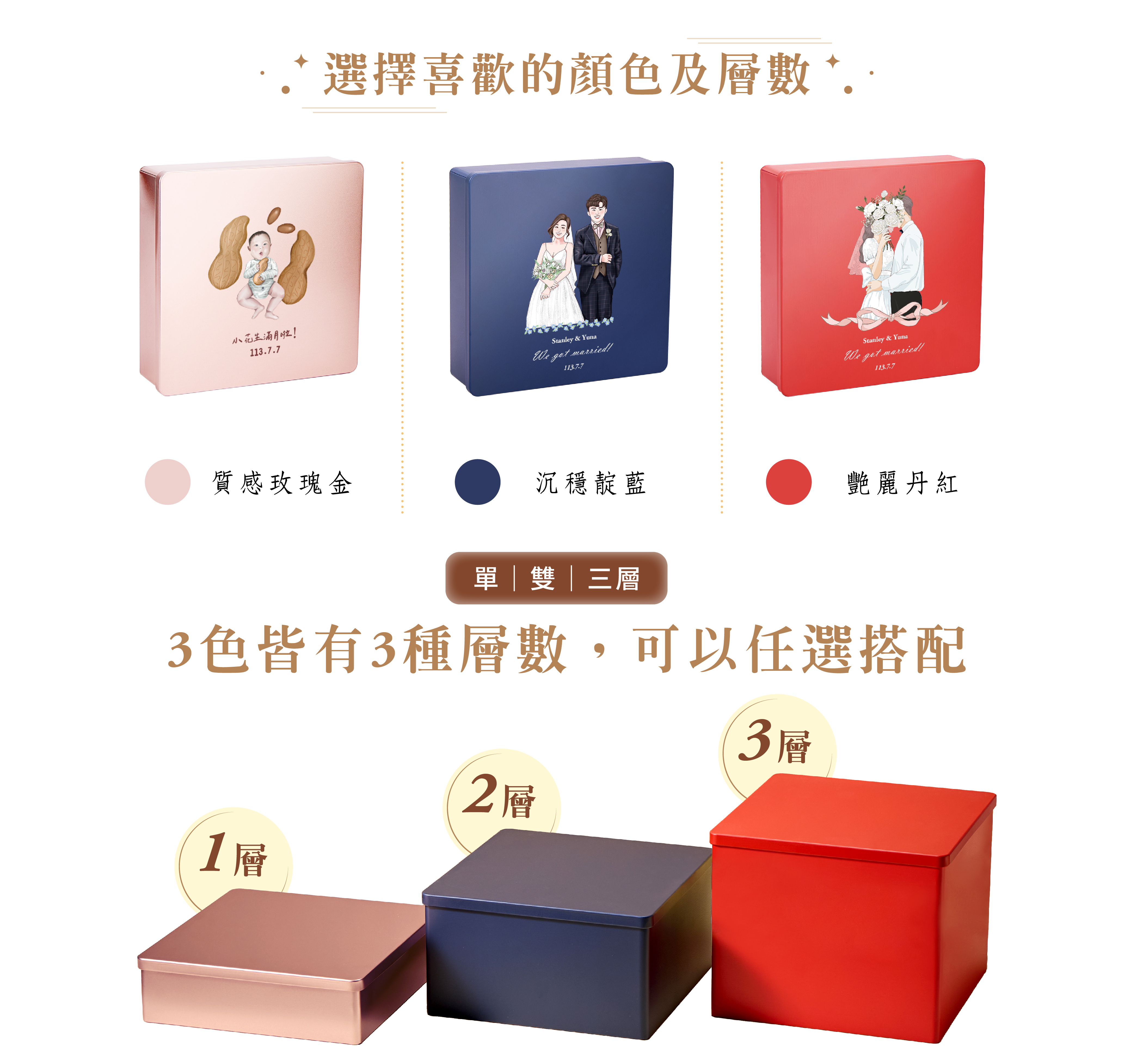 選擇喜歡的顏色及層數