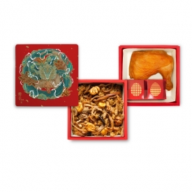 祥龍聚寶-雙層-油飯十六宮格餅乾-彌月禮盒