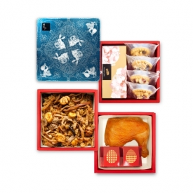 喜鸛佳音-三層-油飯雞腿糕點餅乾-彌月禮盒