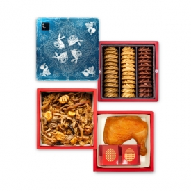 喜鸛佳音-三層-油飯雞腿糕點餅乾-彌月禮盒